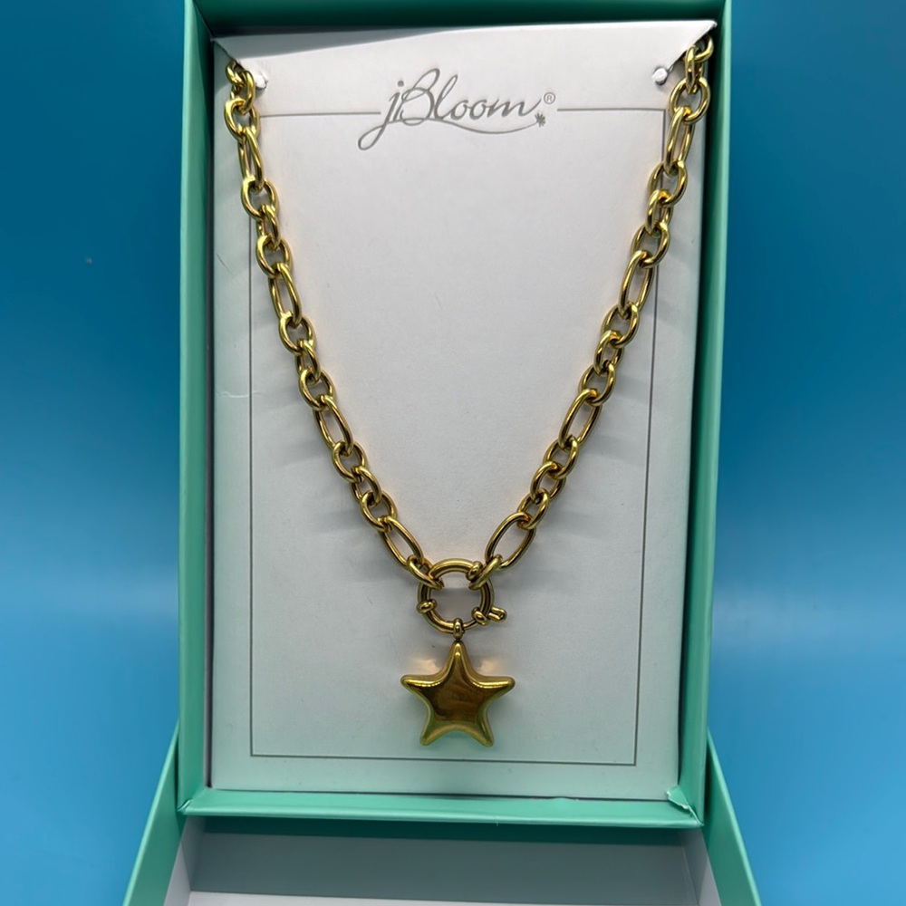 Jbloom Stainless Gold Modern Minimalist Star Necklace can Add Charms